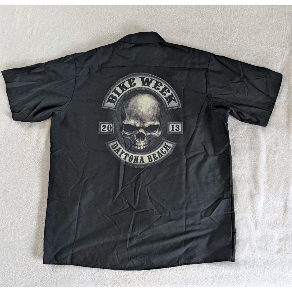 Red Kap Work Shirt Black Daytona Beach Bike Week 2013 Skull Mens XL Motorcycle